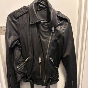 All Saints Balfern Leather Biker Jacket Size 10